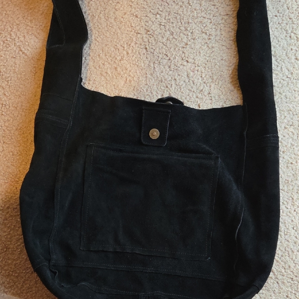 Free People Black Leather Slouchy Shoulder Bag - Picture 5 of 6